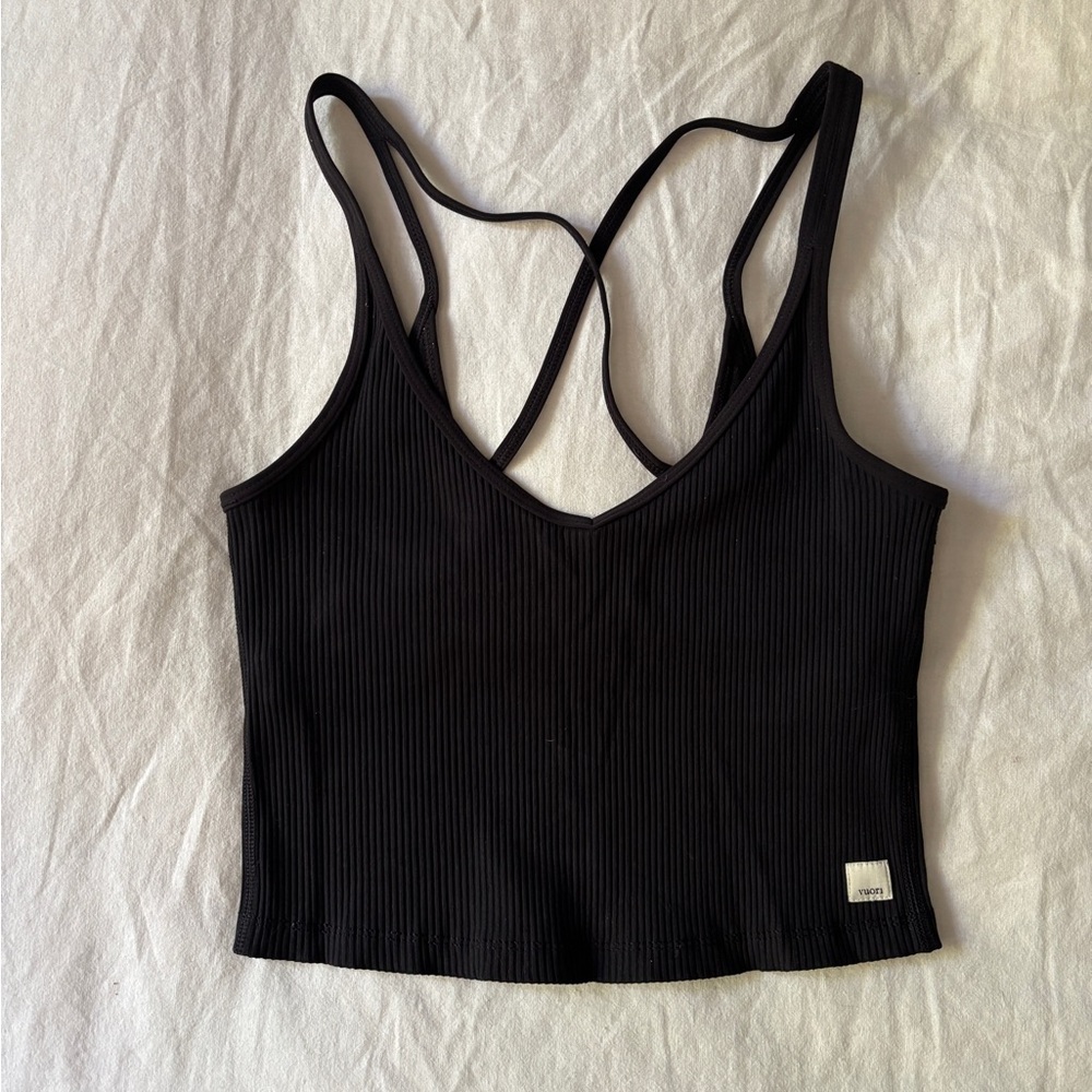 Vuori Cropped Ribbed Crossback Tank